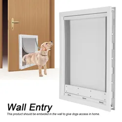 Puerta para perro grande de madera aislada contra el frío y la lluvia