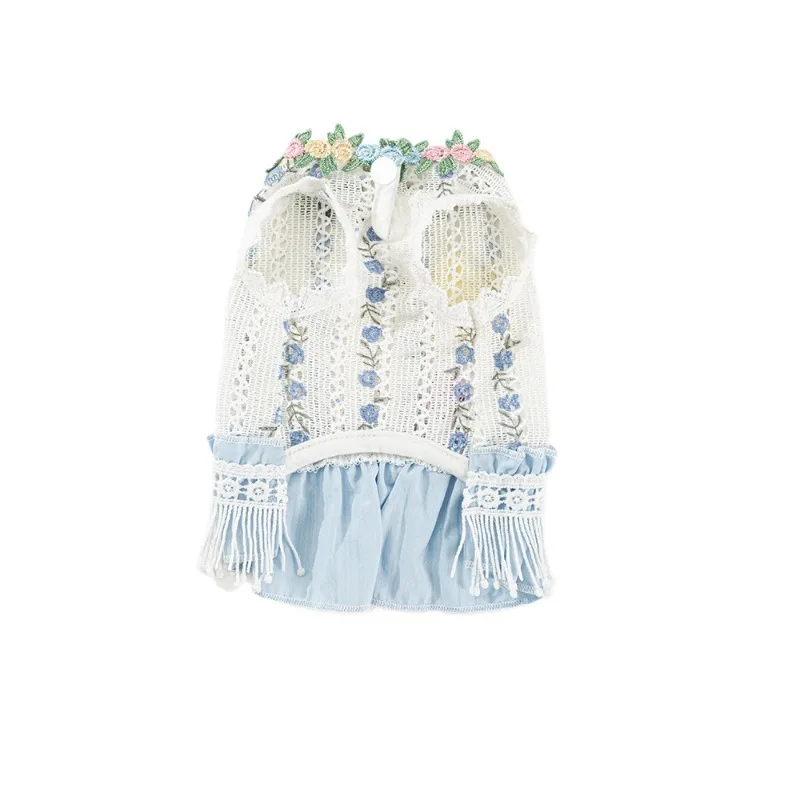 Vestido bordado para perros pequeños y gatos – Top ventilado primavera - imagen 4