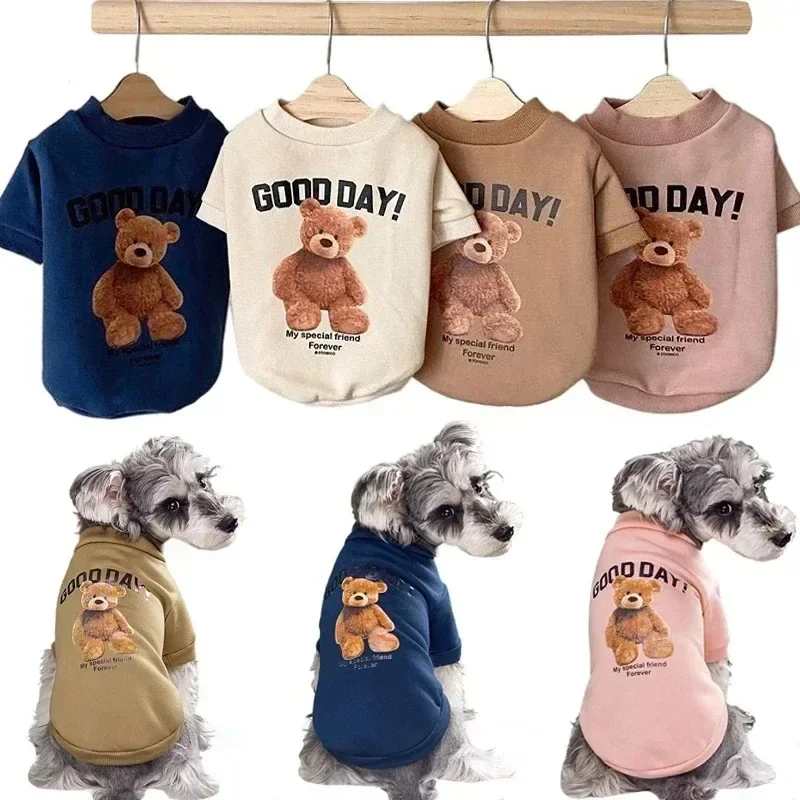 Ropa bonita de invierno para perros, Jersey cálido para cachorros, sudadera con patrón de oso, chaqueta para mascotas para perros pequeños y medianos, abrigos para gatos, disfraz de Chihuahua