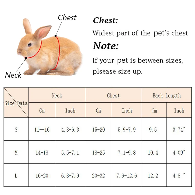 Dimensiones y detalles del arnés de malla para mascotas pequeñas