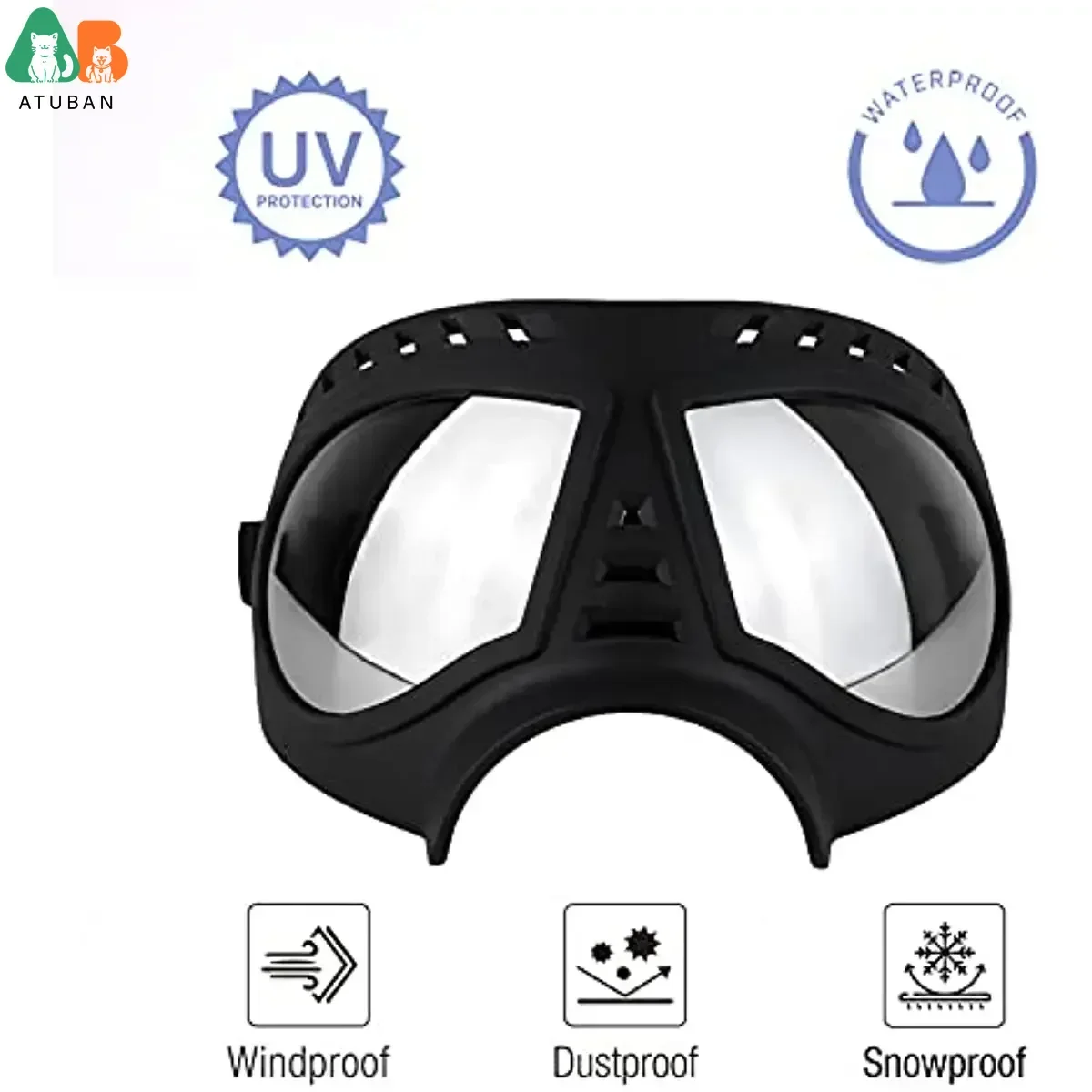 ATUBAN-gafas de sol de protección UV para perros, lentes de sol suaves de gafas para perros, a prueba de viento, antivaho, para perros grandes y medianos - imagen 3