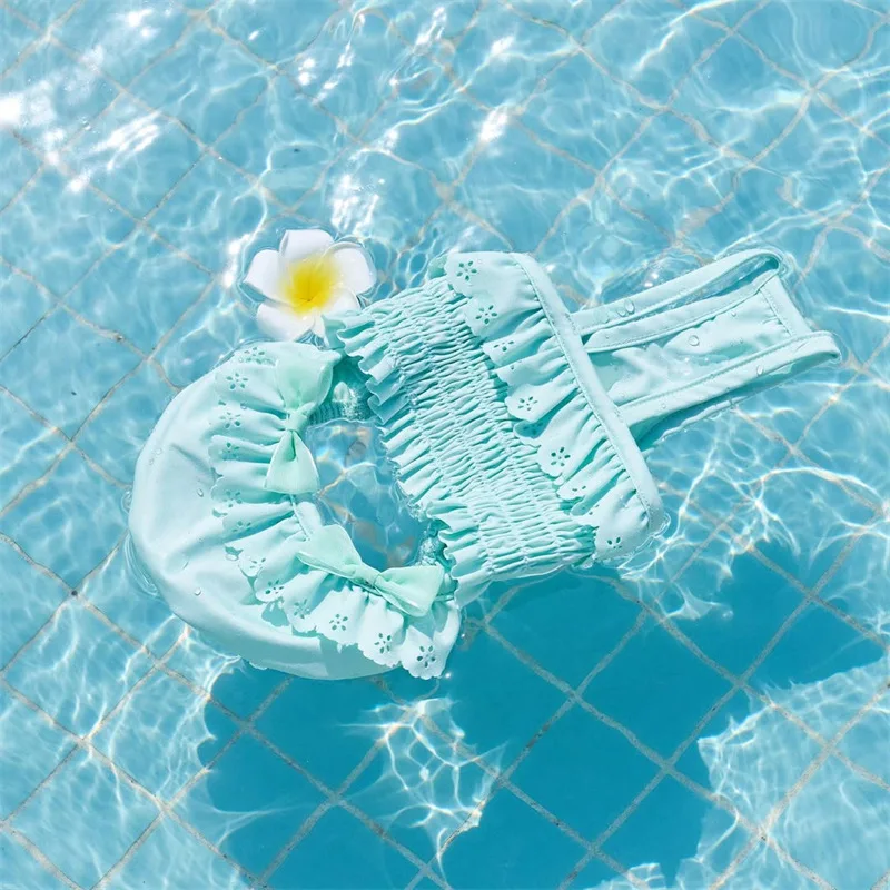 Traje de baño de verano para mascotas, 1/conjunto de ropa + gorro de baño, camisola de una pieza para gatos, chaleco para perros, traje de baño, vestidos para perros pequeños - imagen 3