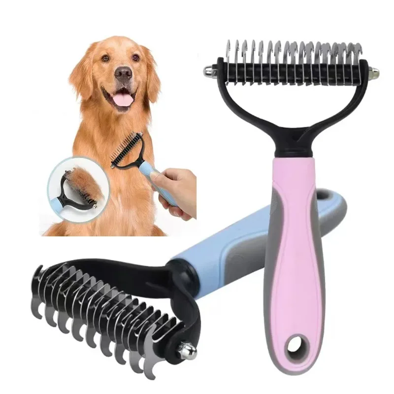 Cepillo profesional para mascotas, cepillo para perros de dos caras, cepillo para gatos, herramientas de limpieza para perros, forro de pelo volador