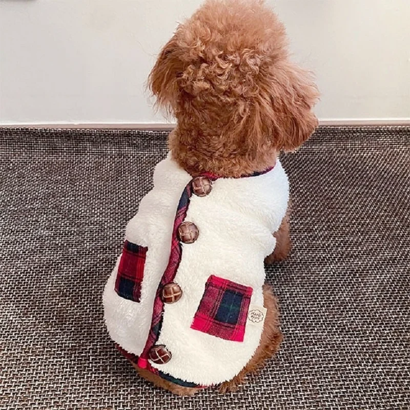 Chaqueta para perros a la moda, chaleco, ropa de invierno para perros, disfraz cálido y suave para cachorros, chaqueta bonita para gatos, abrigo de Navidad para mascotas, ropa para Chihuahua - imagen 5