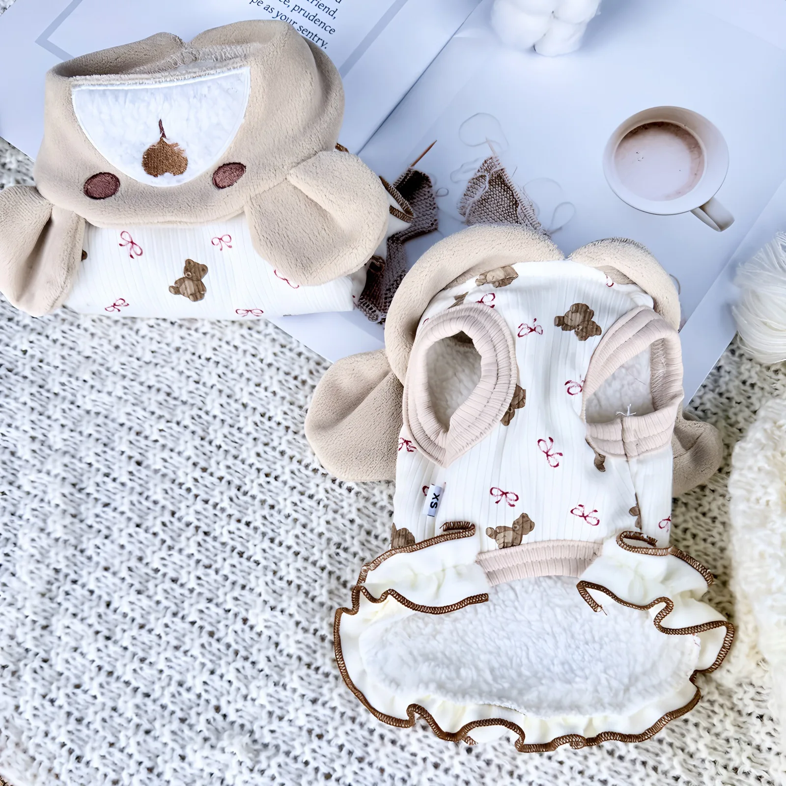 Vestido de terciopelo para otoño e invierno para mascotas, abrigo para perros pequeños y gatos, chaleco grueso bonito de invierno, ropa para perros pequeños, ropa para cachorros - imagen 4