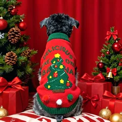 Ropa para mascotas, suéter de Navidad para perros y gatos, suéter de punto colorido cálido y cómodo para otoño e invierno, tiras rojas y verdes