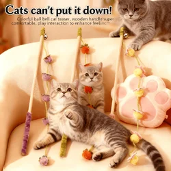 Teaser para gatos con mango de madera y fieltro caqui - Juguete