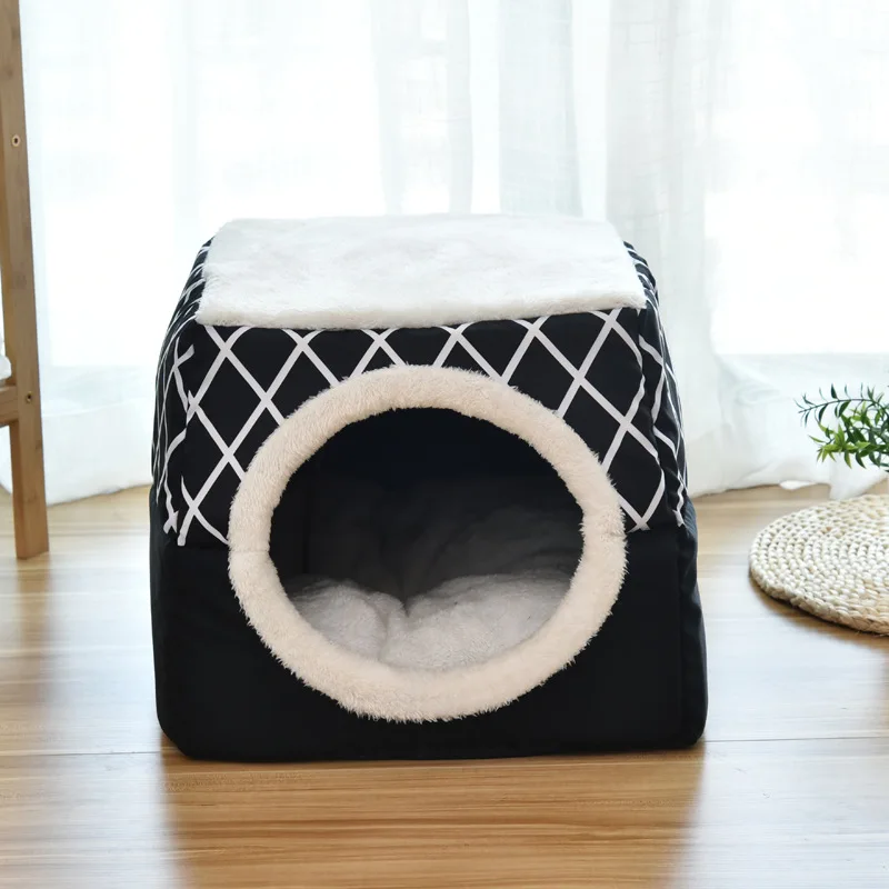 Casa cerrada para dormir para mascotas, cama para perros y gatos, traje para invierno, nido para cachorros, arena para gatos cálida para invierno, Villa para mascotas, perrera cerrada, suministros para mascotas - imagen 3