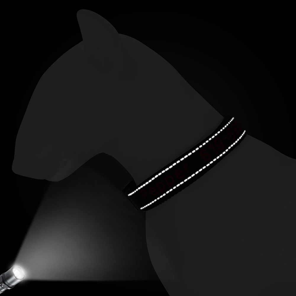 Collares de perro bordados de nailon personalizados Collar de nombre de identificación de cachorro personalizado para perros pequeños, medianos y grandes Collar ajustable para mascotas - imagen 4