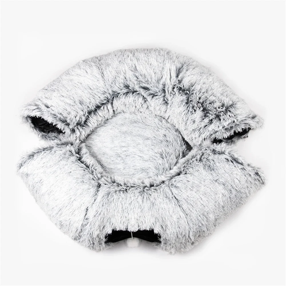 Cama de túnel para gatos grandes, peluche suave, cueva de Peekaboo, túnel de Donut para gatos, juguetes, parque infantil multifuncional para gatos, hurón de conejo y gato - imagen 4