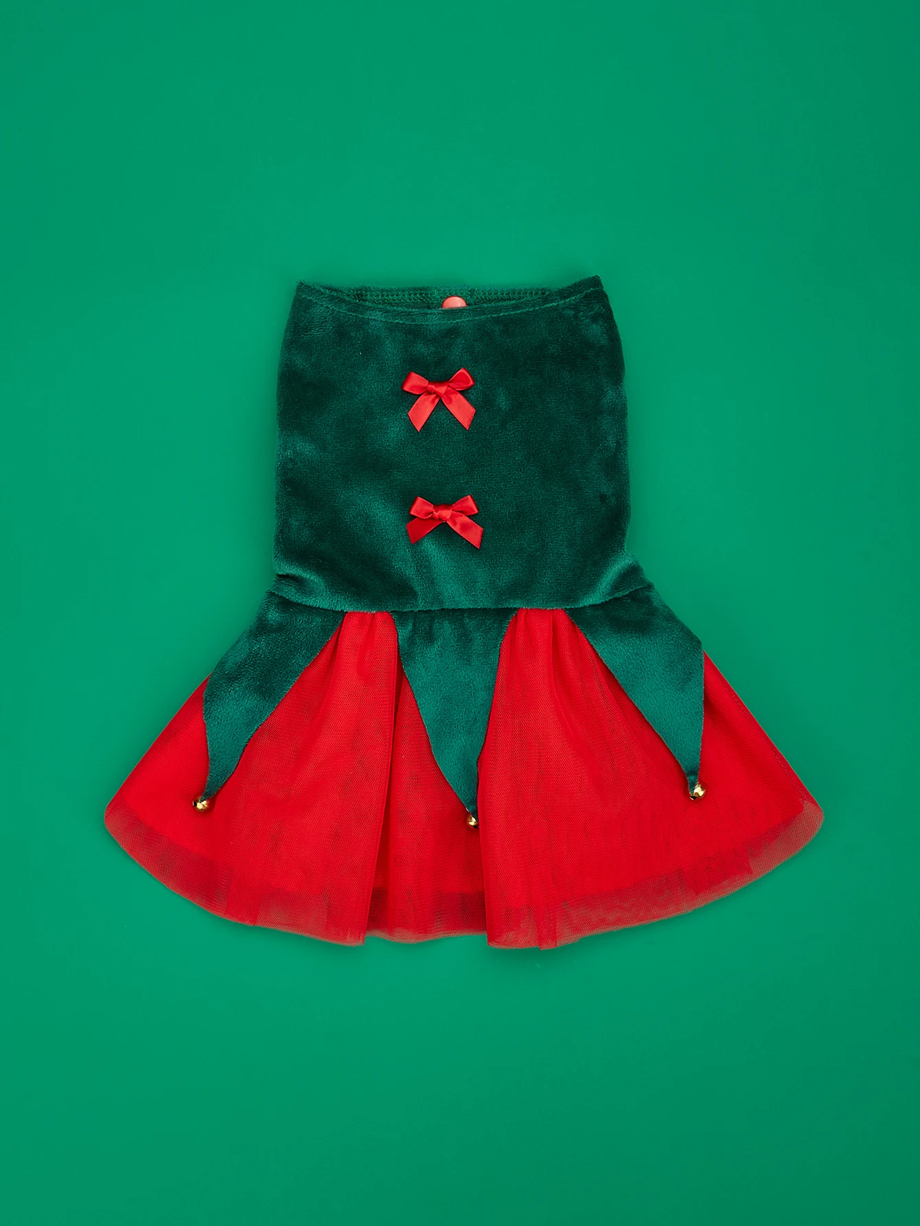 Vestidos de Navidad para cachorros, ropa de tul con lazo para cachorros, campana pequeña, fiesta de Navidad, mascotas, gatos, ropa cálida Ap - imagen 3