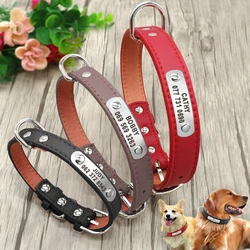 Collar acolchado de cuero PU ajustable y personalizable para perros y gatos