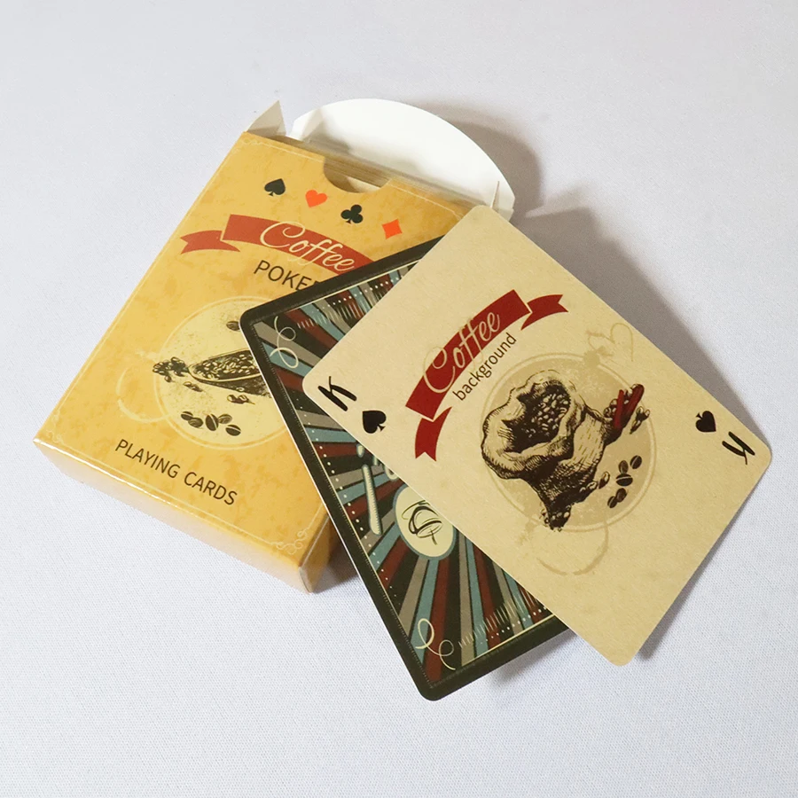 Baraja de póker con diseño de café - 54 cartas, juego retro casero - imagen 5