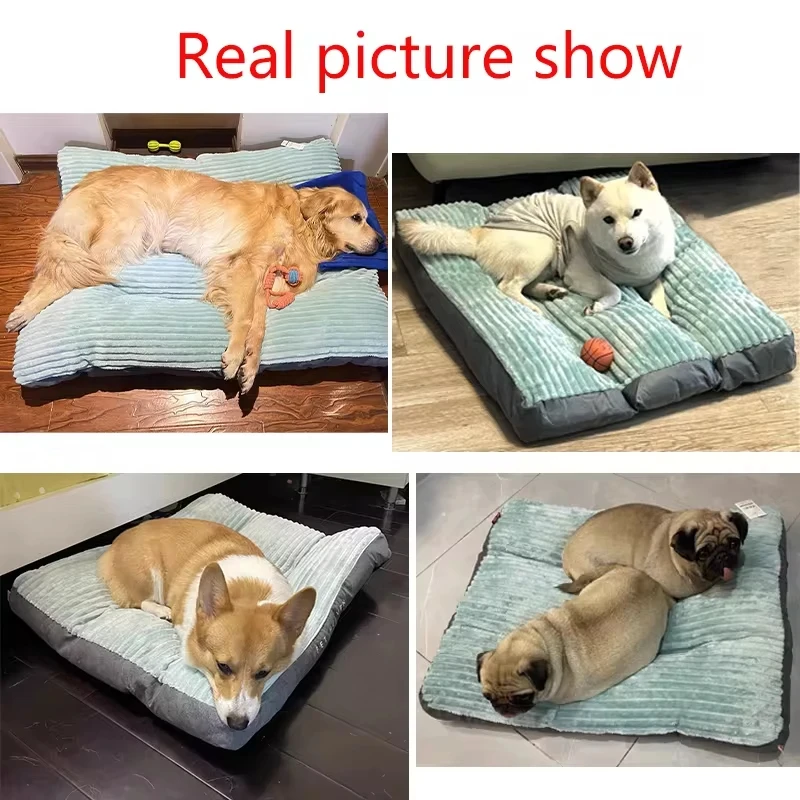 Cama cálida de invierno para perros, estera para dormir de pana para perros, estera suave para mascotas para perros pequeños, medianos y grandes, cama lavable desmontable para cachorros - imagen 3