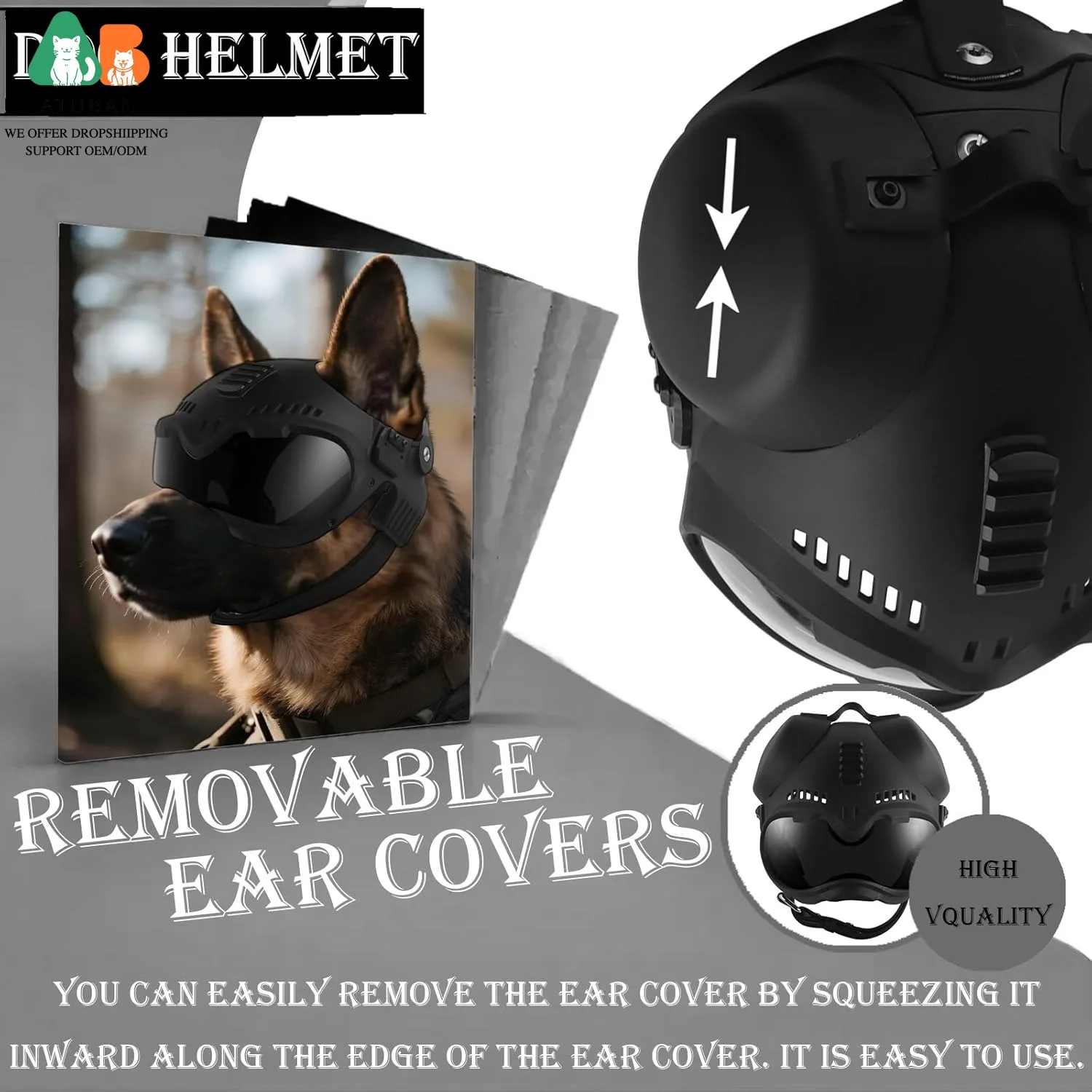 Casco táctico perro con gafas protectoras resistente viento impactos - imagen 2