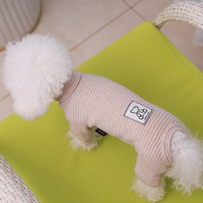 Camisa básica a rayas para otoño e invierno, mono para perro, oso de peluche, ropa para el hogar, camisa de cuatro patas, ropa para perros pequeños y cachorros - imagen 4