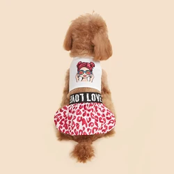 Vestido leopardo veraniego para perro pequeño – 2 piezas