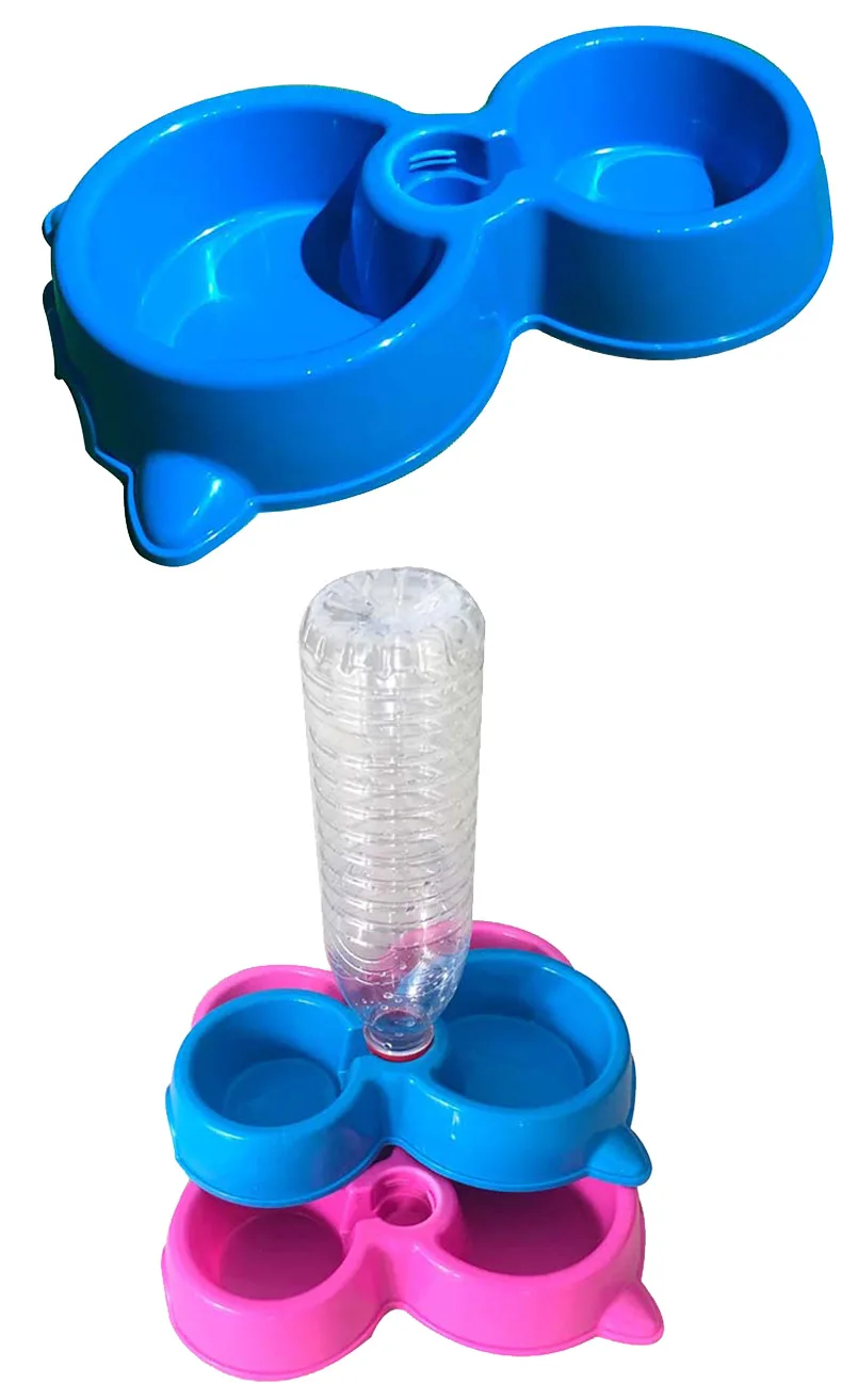 Cuencos dobles para comida de mascotas, cuencos de plástico para perros, botella de agua, accesorios para mascotas, suministros para mascotas - imagen 4