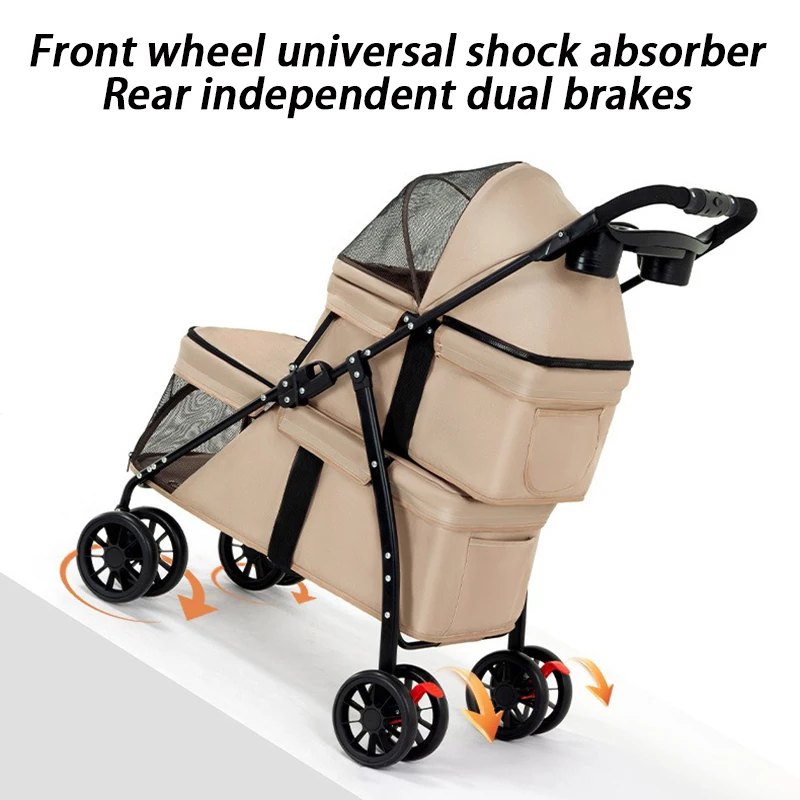 Carrito de paseo plegable para gatos y perros pequeños domésticos
