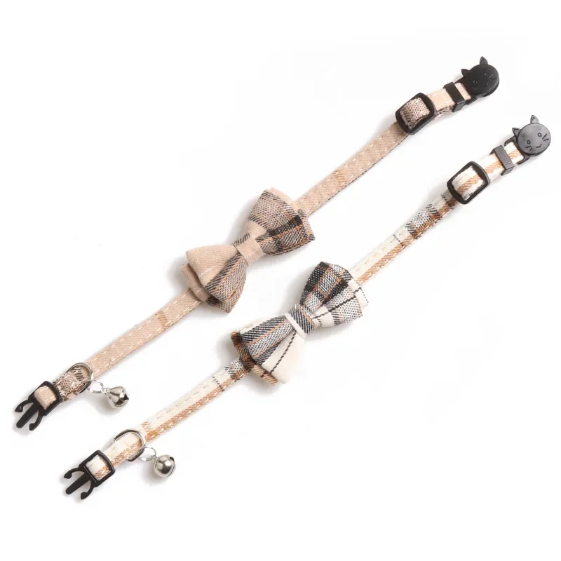 Accesorios de Collar de gato a cuadros para mascotas, Baberos de gatito ajustables, lazo lindo, pañuelo de Chihuahua, hebilla de seguridad, Collar de cachorro y conejo - imagen 4
