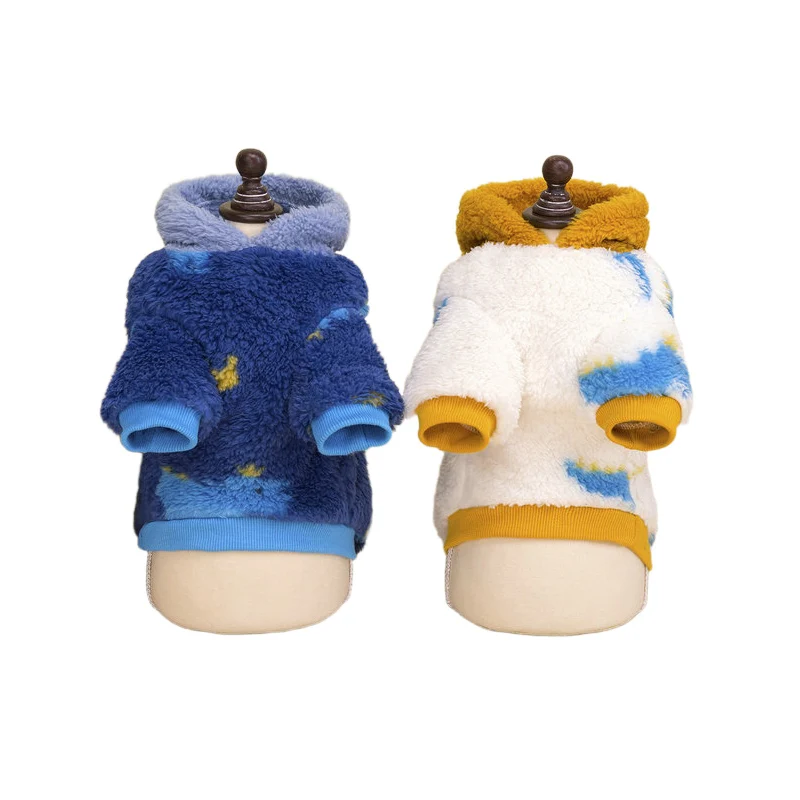 Sudaderas con capucha de lana con ancla de moda peluda para perros, suéter para perros pequeños y medianos, sudadera de terciopelo suave, abrigo con capucha, ropa de invierno para mascotas - imagen 2