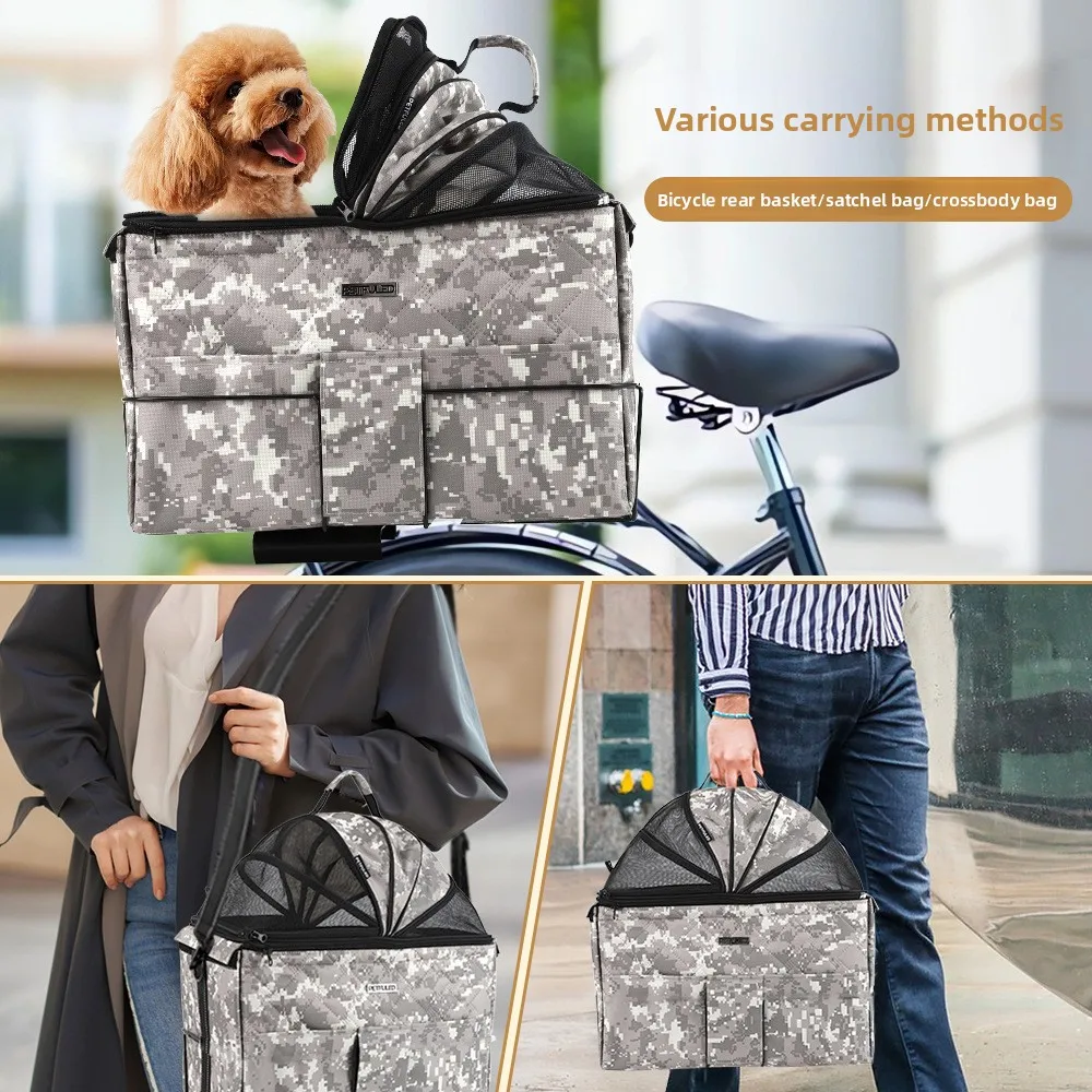Nuevo bolso de asiento trasero de bicicleta para mascotas, bolso de hombro portátil para coche al aire libre, suministros para perros y gatos extraíbles portátiles para mascotas