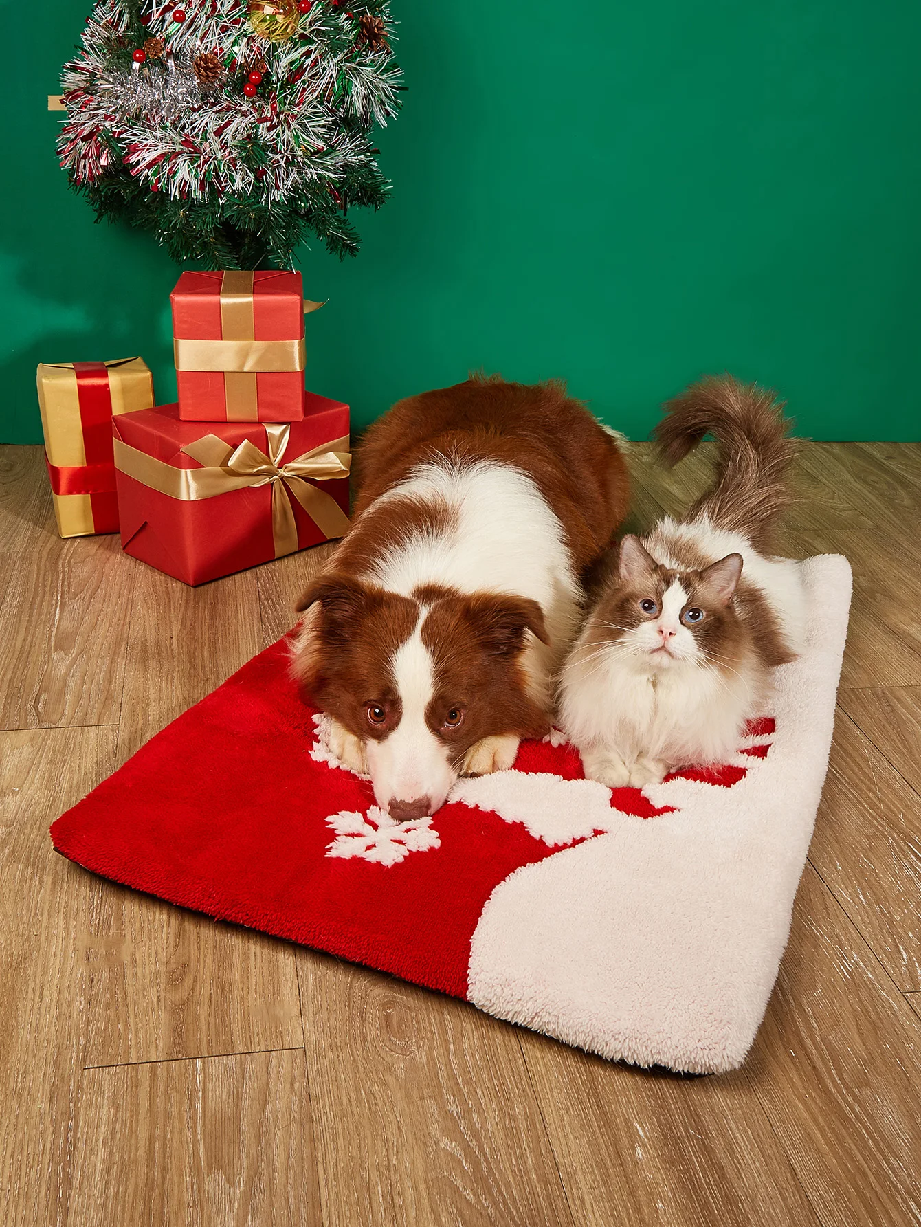 Cojín navideño con patrón de alce para gato y perro, alfombrilla de cama de felpa para cachorro y gatito, cama rectangular para mascotas, cama para dormir para perros pequeños y medianos - imagen 2