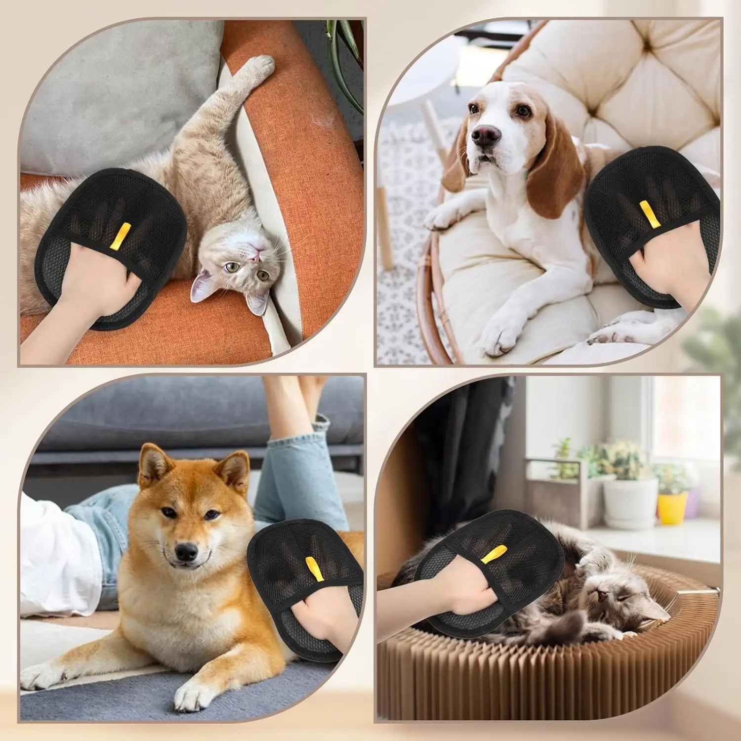 Herramienta de depilación para mascotas, guantes de eliminación estática reutilizables, guantes de aseo de doble cara para mascotas, elimina el pelo de la piel de las mascotas para alfombras - imagen 3