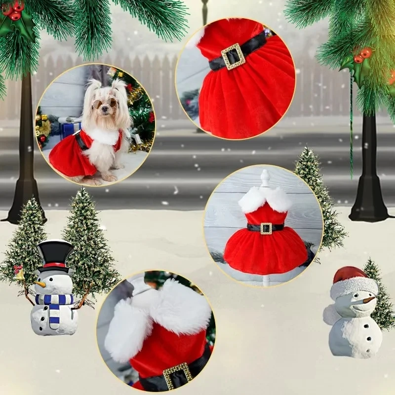 Vestidos de Navidad para perros pequeños, ropa de verano para Navidad, disfraz de gato y mascota, vestido de princesa para cachorros, Bichon Spitz - imagen 2