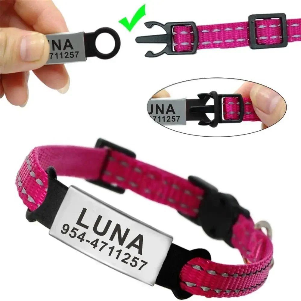 Etiqueta de identificación de perro personalizada, placa con nombre de acero inoxidable, accesorios para Collar, colgante, etiquetas de silicona personalizadas para mascotas, collares para perros y gatos - imagen 4