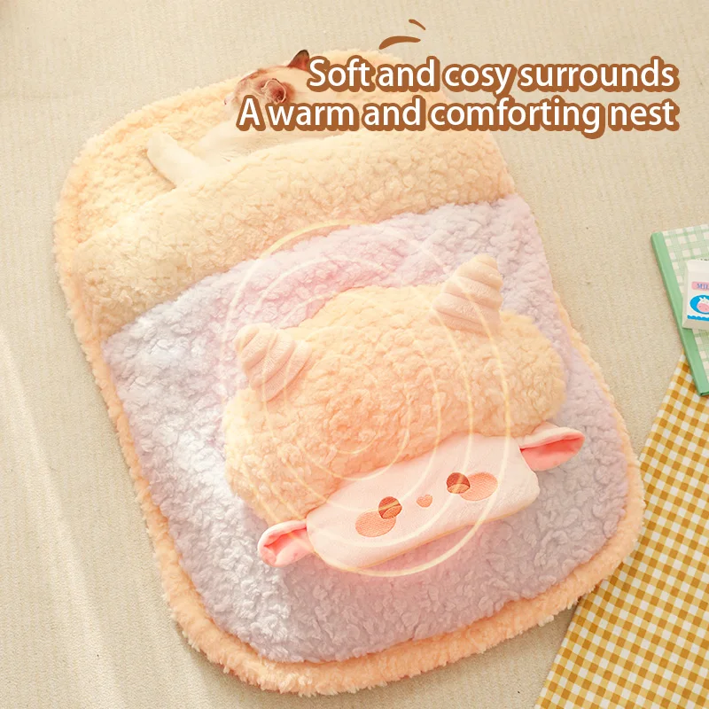 HOOPET Saco de dormir calmante para gatos para invierno, cama semicerrada de felpa súper suave con sensación segura para un acolchado de gatitos cálidos - imagen 5