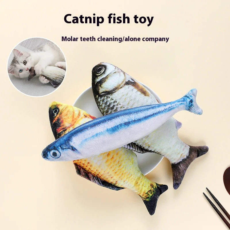 Pez de simulación de peluche para mascotas con gato, menta, juguete para gatos, carpa, cuchillo de otoño, pez, carpa, juguete para gatos