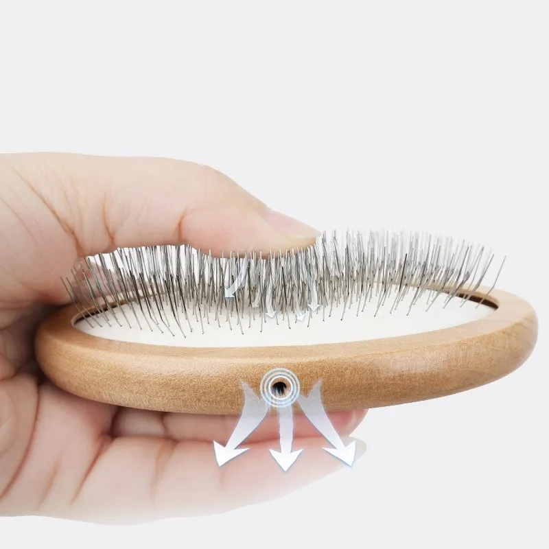 Peine para perros con mango de madera, cepillo para perros, cuidado de mascotas, peines con mango cómodo para gatos, abridor de nudos, producto para quitar el pelo para perros - imagen 5