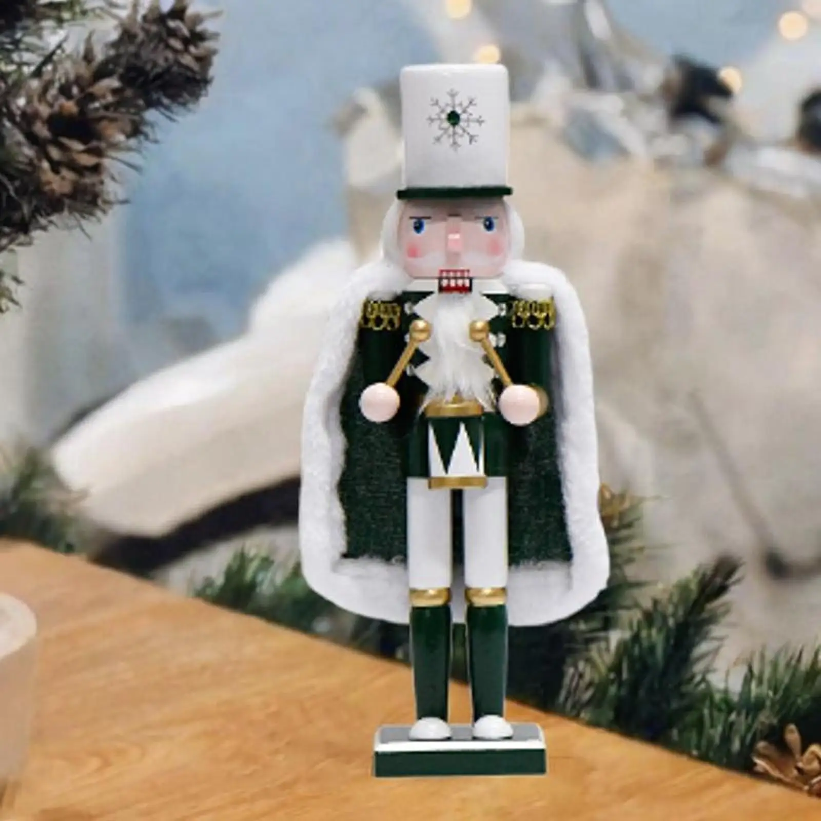 Wood Nutcracker Puppet Figure Freestanding Holiday Christmas Decor Ornament for Shelves Christmas Thanksgiving Xmas Gift Home