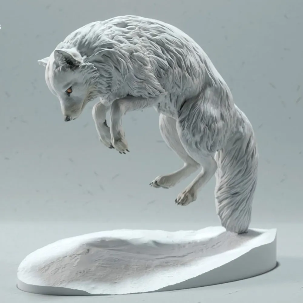 Figura decorativa 3D zorro antártico para gatos y perros