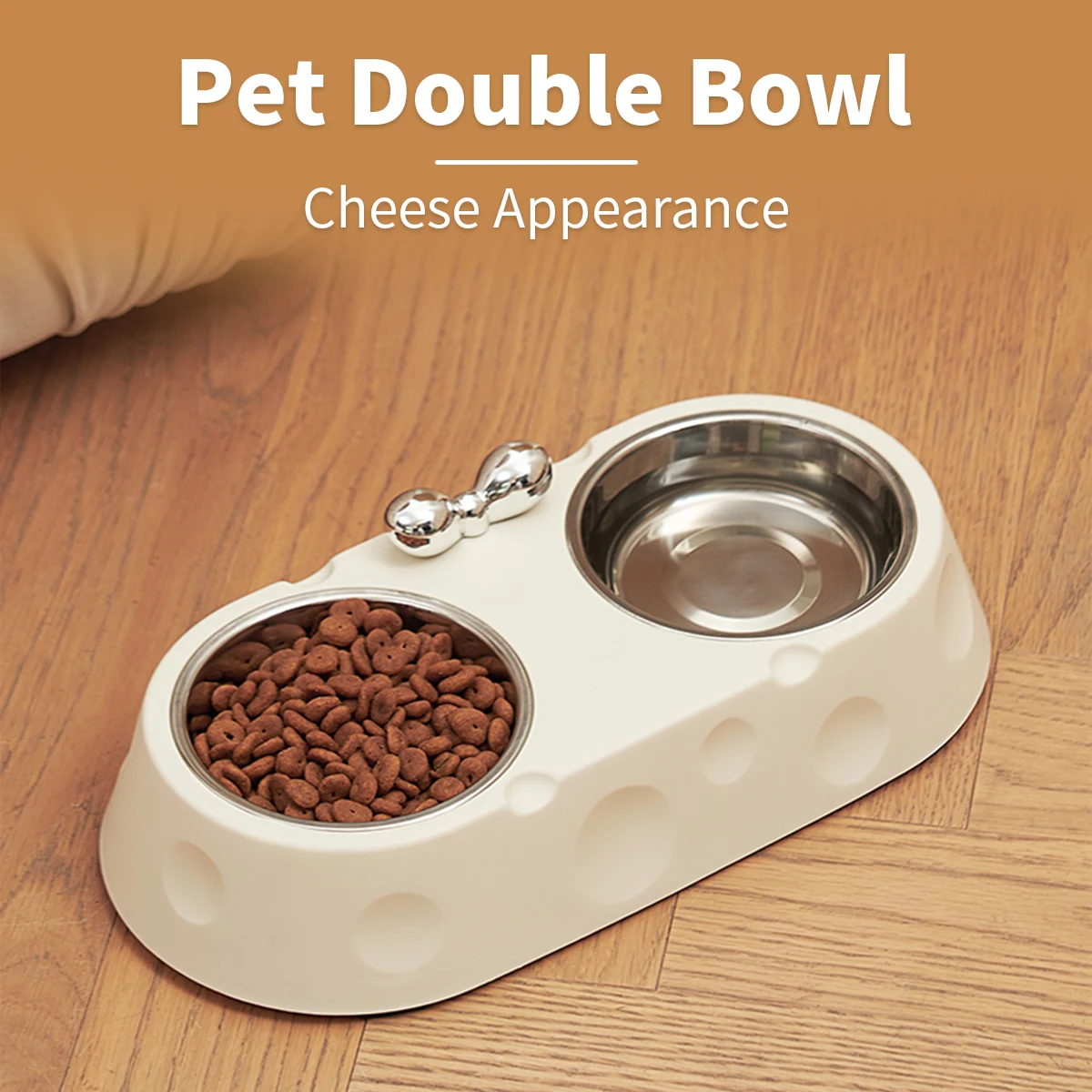 Cuenco de acero inoxidable para perros, Bol doble para mascotas, lazo de queso, cuenco para gatos, antideslizante y antienfadado - imagen 5