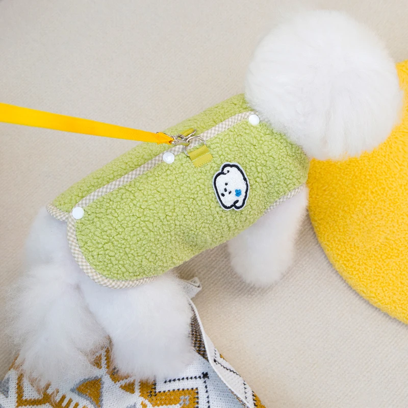 Chaleco cálido de lana para perros, chaqueta, disfraces verdes de invierno, ropa para perros pequeños, Chihuahua, Bulldog, abrigo sin mangas, trajes para cachorros XXL - imagen 4