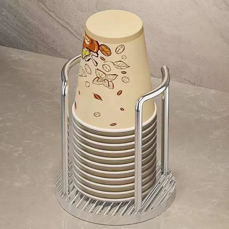 Estante de almacenamiento dispensador de vasos desechable creativo para sala de estar, soporte para vasos de agua con estante de exhibición de vasos de palo largo, almacenamiento para el hogar - imagen 4