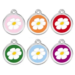 Placa identificación perro – Colgante floral para collar