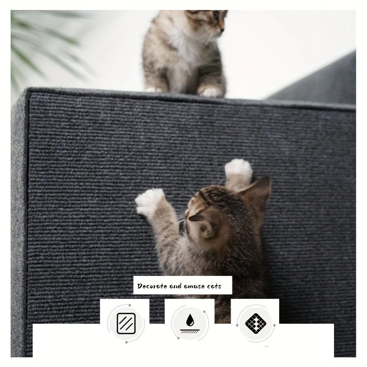 Estera antiarañazos para gatos, alfombrilla grande recortable para rascar gatos, alfombra autoadhesiva para estantes de árbol para gatos, escalones, sofá de pared - imagen 3