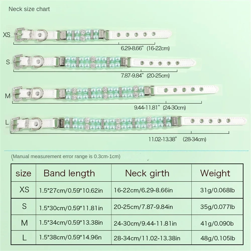 Collar de lujo para mascotas con perlas y diamantes de imitación, Collar ajustable de cuero PU con cristal para gato y perro para boda, fiesta de cumpleaños - imagen 3