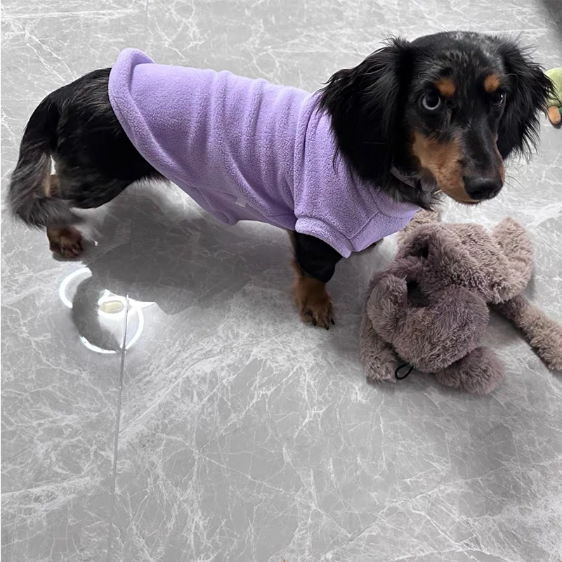 Suéter polar de dos patas para perros pequeños Wiener, abrigo cálido de invierno de manga corta para perros pequeños, ropa de descanso para tejón - imagen 3