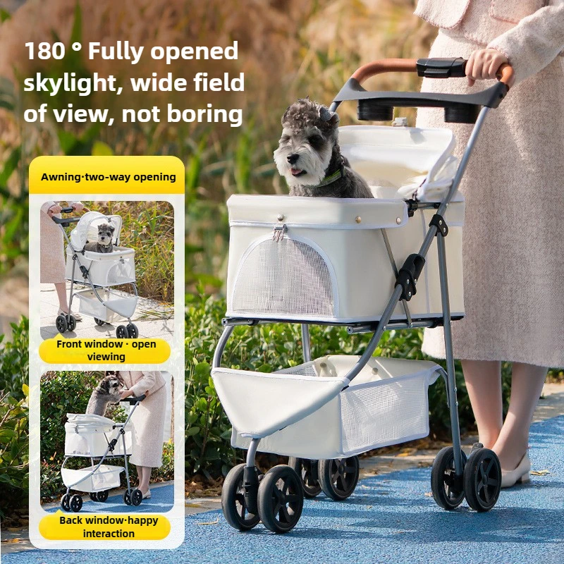 El carrito para mascotas es ligero y portátil, plegable, para salir, viajar, caminar, perros, gatos y perros, triciclo, cochecitos para mascotas