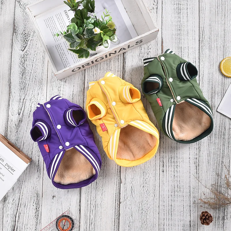 Chaqueta bordada de piña para otoño e invierno, Parkas cálidas a juego de colores para perros, ropa para perros y gatos de tamaño pequeño y mediano para mascotas - imagen 2