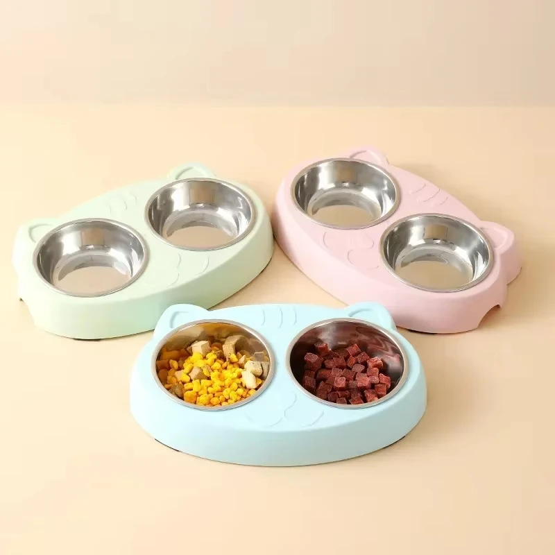 Macaron-cuenco doble para mascotas, bandeja de plástico para comida para perros y gatitos, alimentador, suministros para mascotas, accesorios - imagen 5