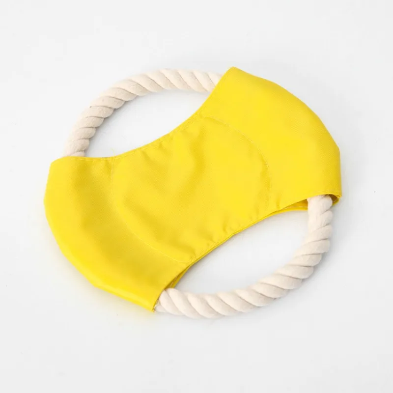 Frisbee-juguetes de lona de cuerda de algodón para mascotas, Frisbee de entrenamiento para lanzar, juguete para perros resistente a las mordeduras - imagen 4