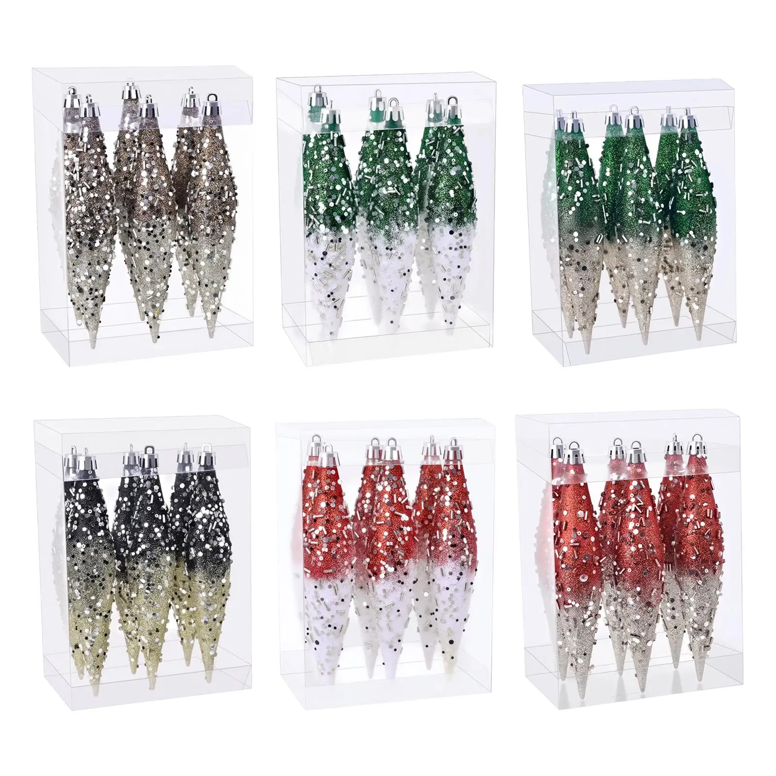 6 Pieces Christmas Droplet Hanging Ornaments Party Favor DIY