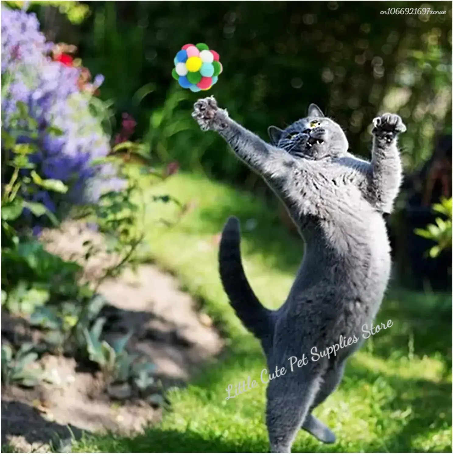 1 Uds. Pelotas de juguete para gatos con campanas, bolas de pompón de Color para gatos, bolas brillantes de oropel, juguete interactivo para gatos de interior y gatitos - imagen 3