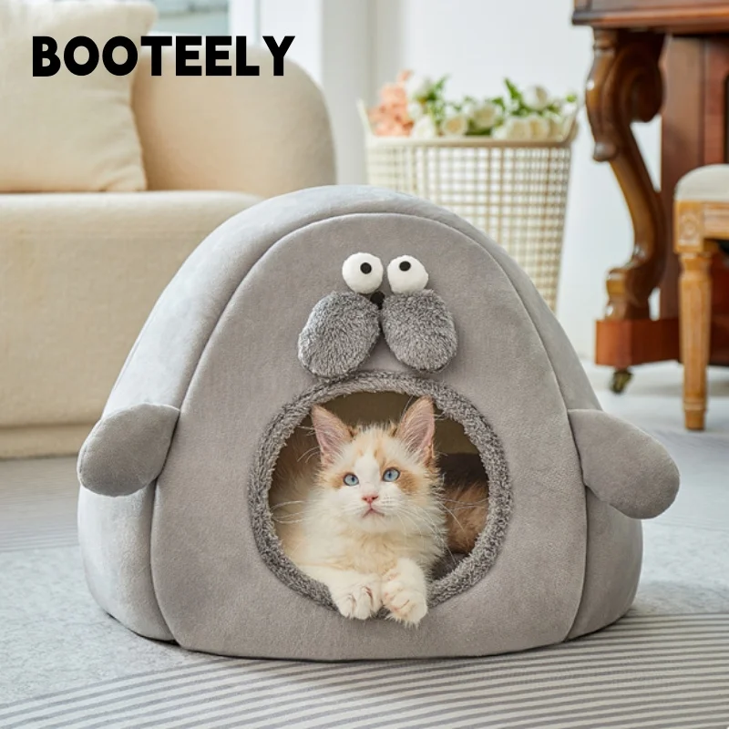 Nuevo Nido para mascotas a prueba de viento de estilo gris, perrera suave y gruesa para perros, perrera para gatos de tamaño pequeño y mediano, aprobado, nido cálido para mascotas en invierno