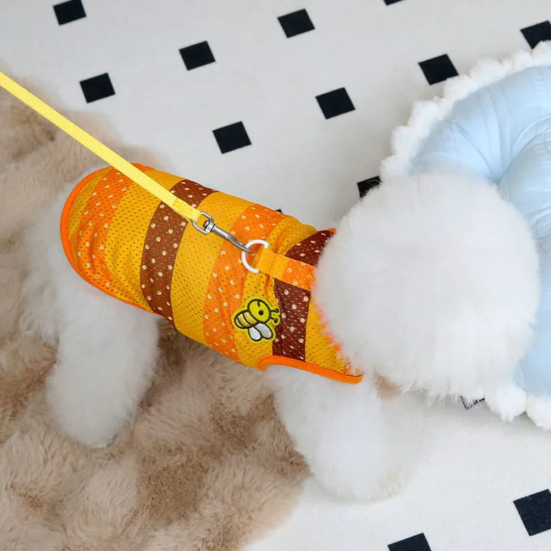 Ropa para perros, jersey amarillo y naranja de verano, ropa con capucha, chaleco para perros pequeños, Chihuahua, perro salchicha, sudadera, disfraz de camisa - imagen 4